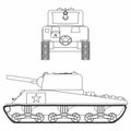 M4 sherman tank. Outline only.
