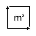 M2 Square meter icon with arrows.