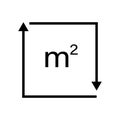 M2 Square meter icon with arrows.