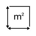 M2 Square meter icon with arrows.