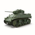 M5A1 Stuart Light WWII US Tank on White Background