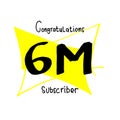 Celebrate Milestones Congratulations 6M Subscriber Hand-Drawn Lettering for Golden Achievement