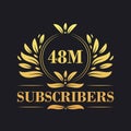 48M Subscribers celebration design. Luxurious 48M Subscribers logo for social media subscribers Royalty Free Stock Photo