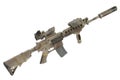 M4 with suppressor special forces rifle isolated on a white background Royalty Free Stock Photo