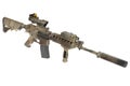 M4 with suppressor special forces rifle isolated on a white background