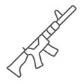 M4A1 thin line icon, rifle and military, automatic machine sign, vector graphics, a linear pattern on a white background