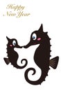 Seahorse parent and child New Year\'s card