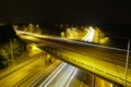 M25 Motorway at Night: Light Trails. Royalty Free Stock Photo