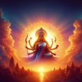Ma durga hindu godess puja.Generative_ai Royalty Free Stock Photo