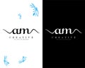 Am, ma handwriting letter logo design vector