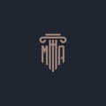 MA initial logo monogram with pillar style design for law firm and justice company