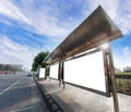 Ma roadside billboards under the blue sky