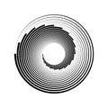 Geometric radial element. Abstract concentric. Monochrome volute, vortex shapes. Twisted helix elements. Rotation, spin and twist Royalty Free Stock Photo
