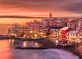 Maa Beach in Bogliasco, Genoa, Italy skyline on the Mediterranean Sea Royalty Free Stock Photo