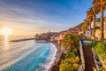 Maa Beach in Bogliasco, Genoa, Italy skyline on the Mediterranean Sea Royalty Free Stock Photo