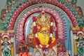 Maa durga indian hindu goddess sitting on the lion
