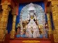 Maa Jagadhatri ,in a golden pandal sitting on her pets lion,she is one from of Maa Durga , highly worrshiped in West Bengal.