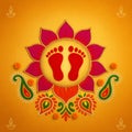 Maa Lakshmi Footprints Rangoli Design for Diwali Royalty Free Stock Photo