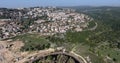 Aerial Of Ma\'alot Tarshiha City in Norther Disctric In Israel. Drone Point Of view. Monfort Lake