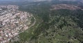 Aerial Of Ma\'alot Tarshiha City in Norther Disctric In Israel. Drone Point Of view. Monfort Lake