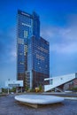 Maas Tower at twilight, Wilhelmina Square Rotterdam Royalty Free Stock Photo