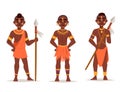 Maasai african people in traditional clothing happy person families vector illustration.