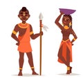 Maasai african people in traditional clothing happy person families vector illustration.