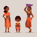 Maasai african people in traditional clothing happy person families vector illustration.