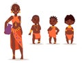 Maasai african people in traditional clothing happy person families vector illustration.