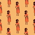 Maasai african people in traditional clothing happy person background seamless pattern families vector illustration.