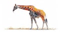 Maasai Giraffe Eating in Serengeti National Park AI Generated