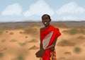 Maasai man computer generated illustration