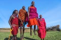 Maasai Mara man showing traditional Maasai jumping dance Royalty Free Stock Photo