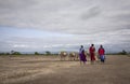 Maasai people traveling to fetch water