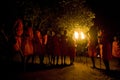 Maasai tribal dancing at night