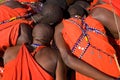 Maasai warrior watch the images.