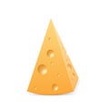 Maasdam cheese block. Tasty swiss cheese piece yellow with holes. Fresh ingredient for breakfast