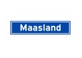 Maasland isolated Dutch place name sign. City sign from the Netherlands. Royalty Free Stock Photo