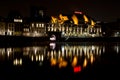 Maastricht Crowne Plaza Hotel by night with reflection Royalty Free Stock Photo