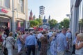 Crowd control at the entrance to the annual concerts of the violinist Andre Rieu