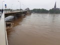 Flooding in Maastricht in July 2021. High water at Wilhelmina Bridge.