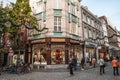 MAASTRICHT, NETHERLANDS - NOVEMBER 10, 2022: Panorama of a fashion store on the Grote Straat street in Maastricht city center, a