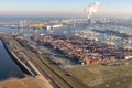 Aerial view Industrial area Maasvlakte in the Port of Rotterdam Royalty Free Stock Photo