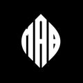 MAB circle letter logo design with circle and ellipse shape. MAB ellipse letters with typographic style. The three initials form a Royalty Free Stock Photo