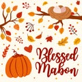 Mabon autumn greeting card, poster. vector illustration