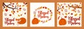 Mabon autumn greeting cards set. vector illustration