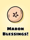 Mabon Blessings fall pagan holiday apple postcard. Autumn harvest celebration greetings flyer