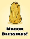 Mabon Blessings fall pagan holiday pumpkin postcard. Autumn harvest celebration greetings flyer