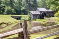 Mabry Mill, a grist mill and pond with split rail fence, located along the Blue Ridge Parkway in Virginia Royalty Free Stock Photo