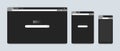 Mac browser windows. Screen web interface for Apple or Chrome. Dark design. URL address and search tab bar. Empty frame Royalty Free Stock Photo